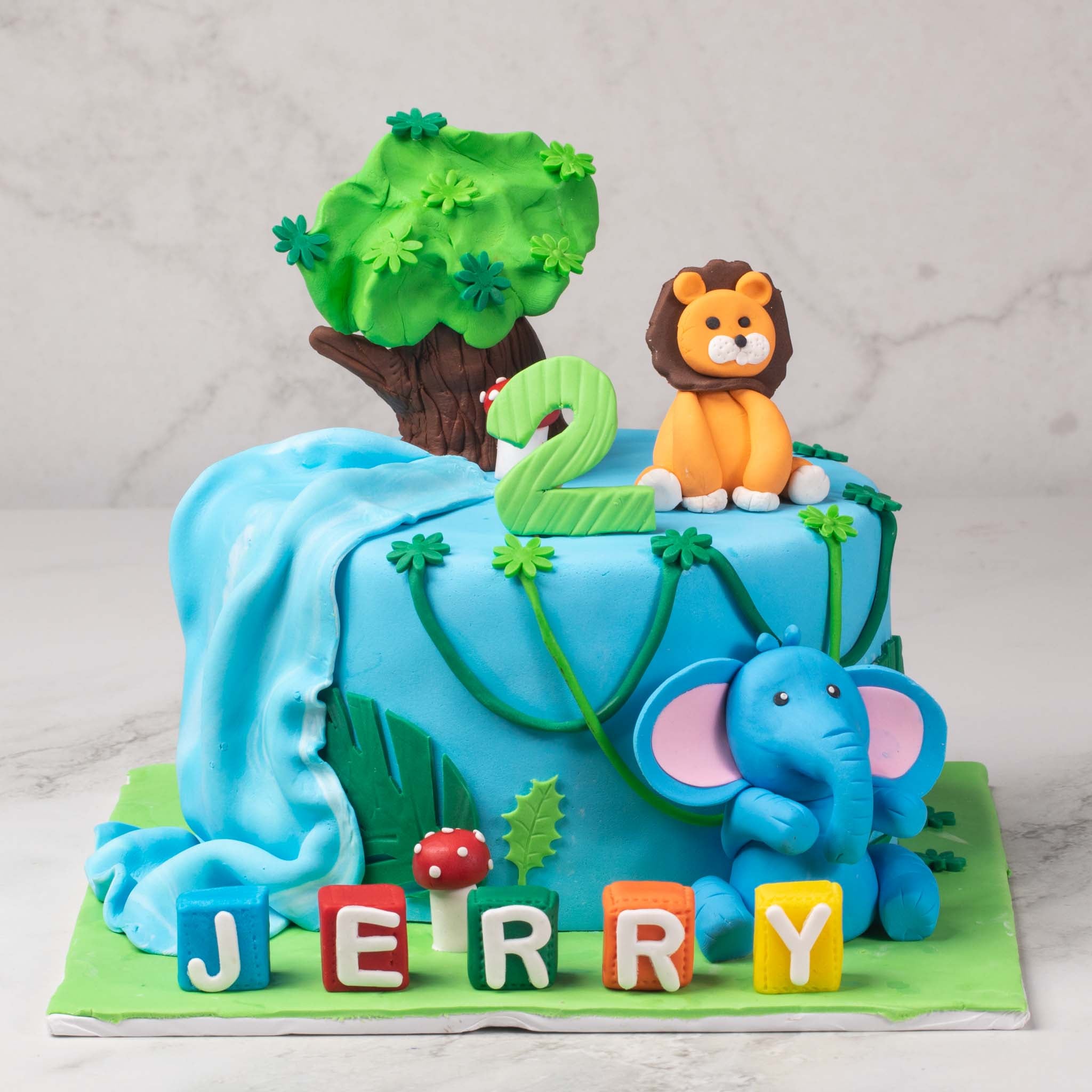 Jungle Theme Kids Fondant Cake (Delivery in 48 Hours Available) view 2